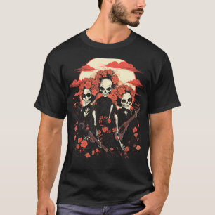 T-shirt Geisha Girls Skeleton Japonais Goth Esthétique #75