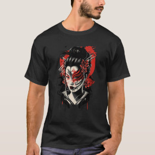 T-shirt Geisha Samurai Masque japonais traditionnel Guerre