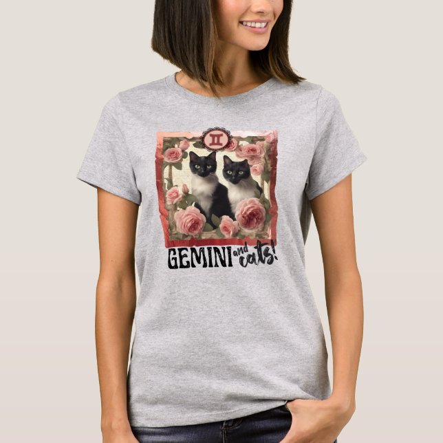 T-shirt Gemini astrologie signe de naissance zodiac kitty  (Devant)