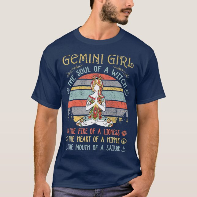 T-shirt Gemini Fille L'Âme D'Une Sorcière Anniversaire Vin (Devant)