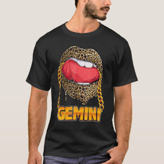 T-shirt Gemini Girl Juicy Lips Leopard Print Astrology Zod