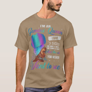 T-shirt Gemini Queen I Have 3 Sides Birthday Girl Gift Gem