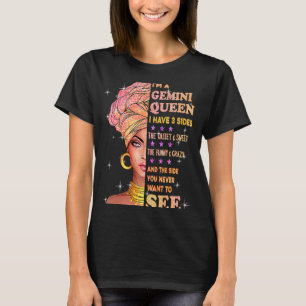 T-shirt Gemini reine J'ai 3 côtés anniversaire Gemini z