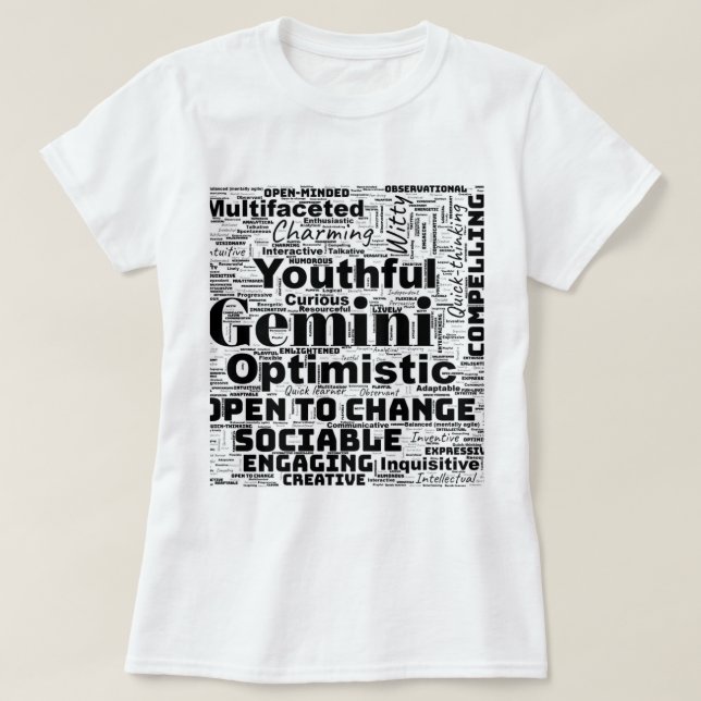 T-shirt Gemini Zodiac Mot Cloud Inspiration (Design devant)