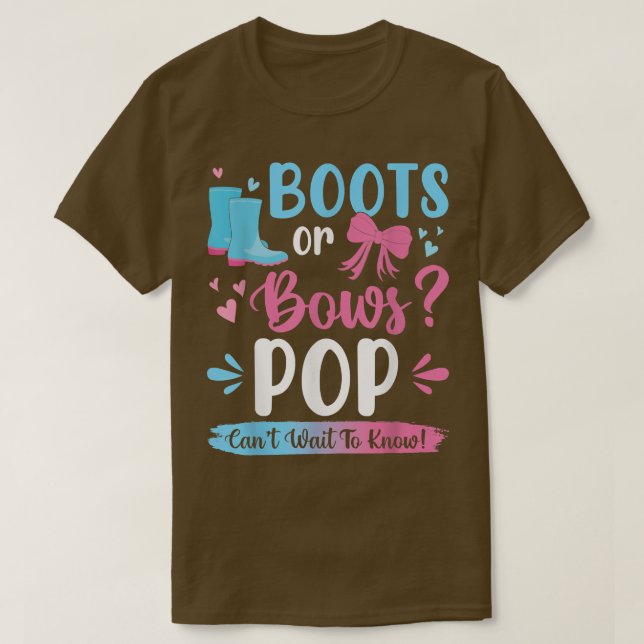 T-shirt Gender reveal boots or bows Pop matching baby (Design devant)