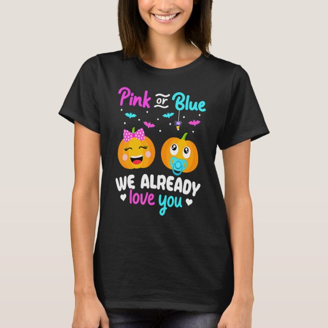 T-shirt Gender Reveal Halloween Pregnancy Announcement Pin (Devant)