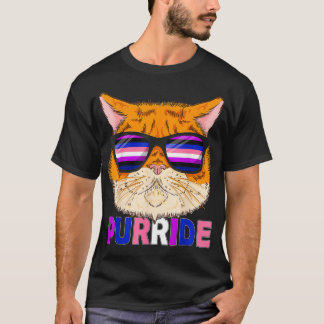 T-shirt Genderfluide Purride Chat Kitten Lunettes de solei