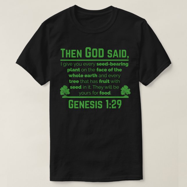 T-shirt Genèse 129 Régime Plante Vegan végétarien Anim (Design devant)