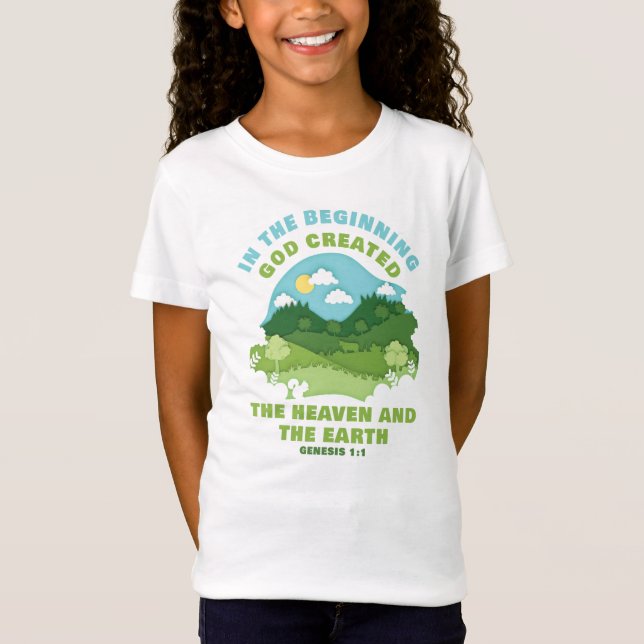 T-Shirt Genèse 1:1 Au Début, DIEU Créa La Foi Enfant (Devant)