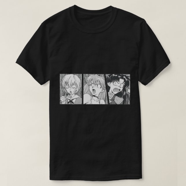 T-shirt Genèse Neon Evangelion Girls Rei, Misato, Asuka (Design devant)