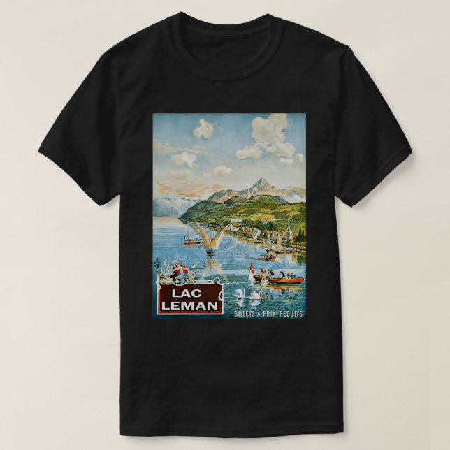 T-shirt Genève Lac Lac Lac Léman Bateaux à voile Suisse (Design devant)