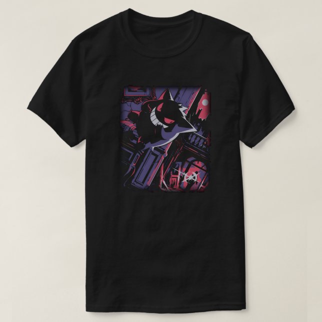 T-shirt Gengar Haunted Night Illustration (Design devant)