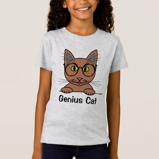 T-Shirt Génie Chat Avec Lunettes Drôle (Devant)