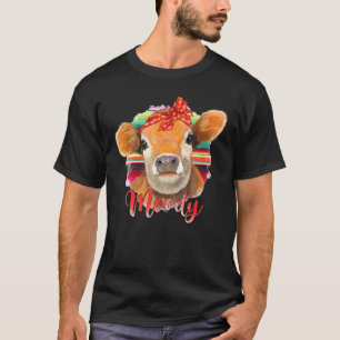 T-shirt Génisse Lunatique Floral Vache Agriculture Fermier