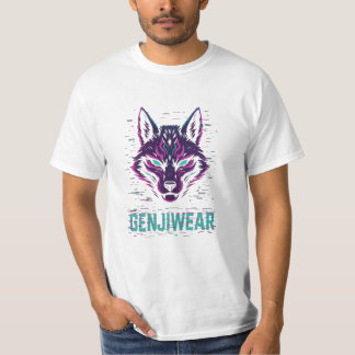 T-shirt Genjiwear Cyber Kitsune – Neon Fox Spirit Glitch T
