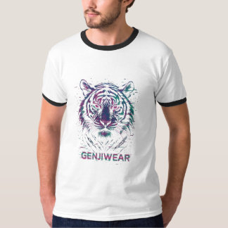 T-shirt Genjiwear Glitch Tiger – Cyber Bête Néon Streetwe