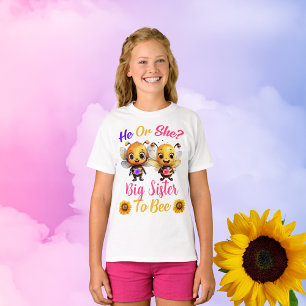 T-shirt Genre Révéler He Elle Grande Soeur aux Filles d'Ab