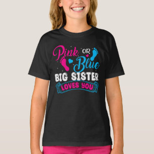 T-shirt Genre Révéler rose ou bleu Grande soeur vous aime