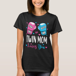 T-shirt Genre Révéler Rose Ou Bleu Twin Maman Vous Aime Bo