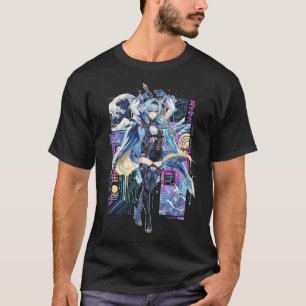 T-shirt Genshin Eula Vaporwave Glitch Palmier Coucher de s
