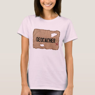 T-Shirt: Geocacher (Schatzkarte). Rosa T-Shirt