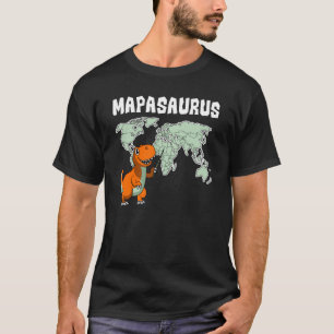 T-shirt Géographe Carte du Monde Rex Dinosaur Cartographe
