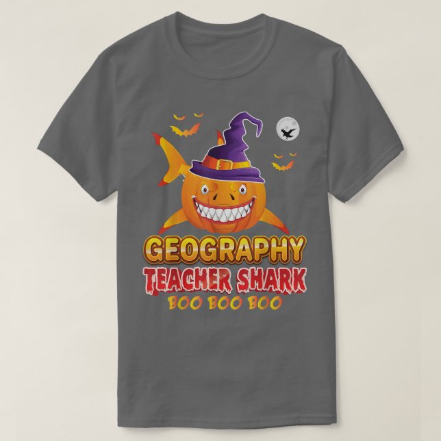 T-shirt Géographie Professeur Shark Boo Citrouille Hallowe (Design devant)