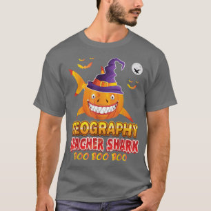 T-shirt Géographie Professeur Shark Boo Citrouille Hallowe