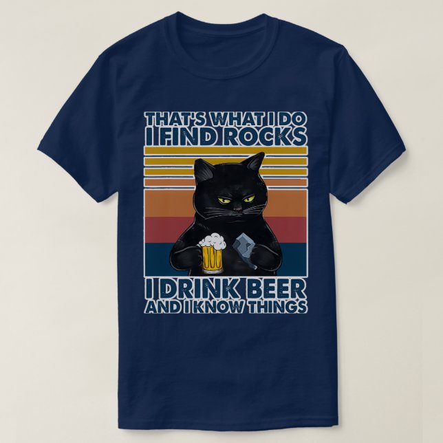 T-shirt Géologie Géologue Rocks Boire Bière Chat (Design devant)