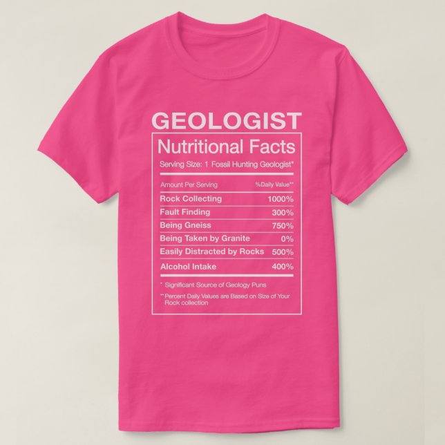 T-shirt Géologue Nutrition Facts Funny Géologie Humour-cad (Design devant)