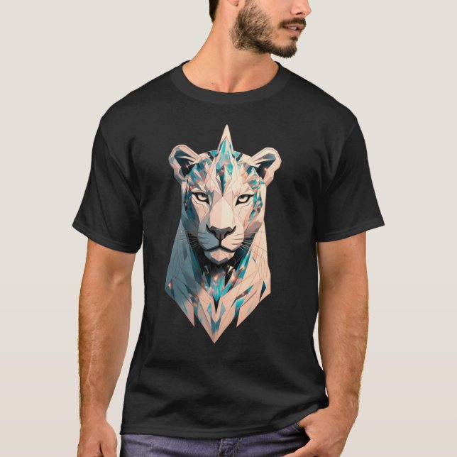 T-shirt Geometric Lioness Crystal Abstract Animal Art (Devant)