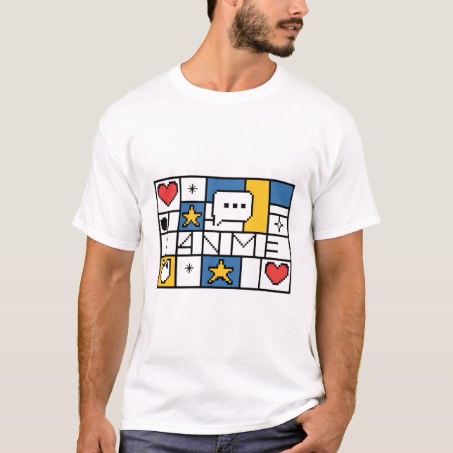 T-shirt Geometric Pixel "Anime" Grid (Devant)