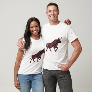 T-shirt Geometric Red Black Bull Art Design