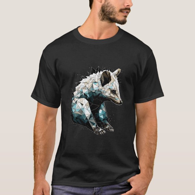 T-shirt Geometric Skunk Animal Polygonal Pattern (Devant)