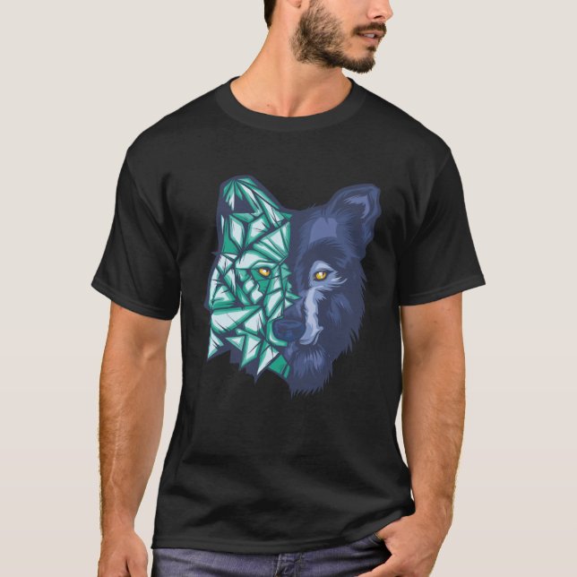 T-shirt Geometric Split Wolf Face (Devant)