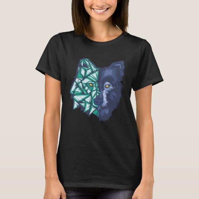 T-shirt Geometric Split Wolf Face (Devant)