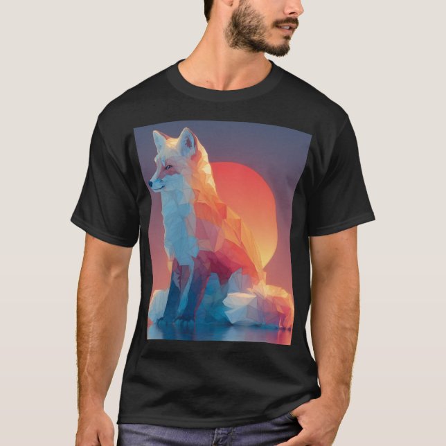 T-shirt Geometric Wolf Silhouette |Modern Polygon Wildlife (Devant)