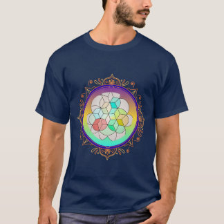 T-shirt Géométrie sacrée colorée Mandala Cube isométrique