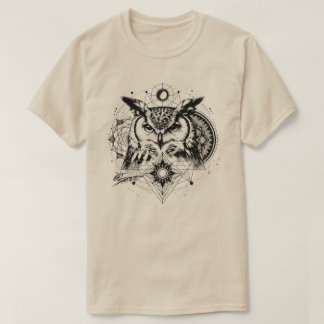 T-shirt Géométrie sacrée de la chouette inondée