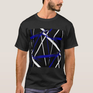 T-shirt Géométrie Urbaine Noir Blanc Bleu Royal