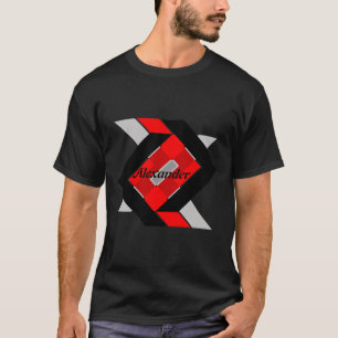 T-shirt Géométrique bleu gris rouge noir personnalisé simp