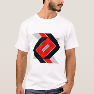 T-shirt Géométrique bleu gris rouge noir personnalisé simp