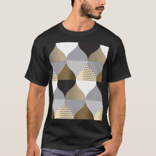 T-shirt Géométrique de luxe : noir, or motif