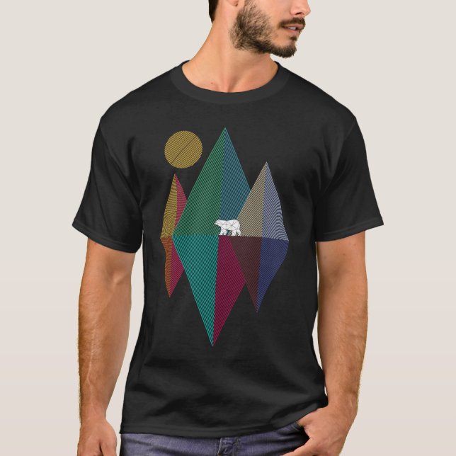 T-shirt Geometry mountain bear (Devant)