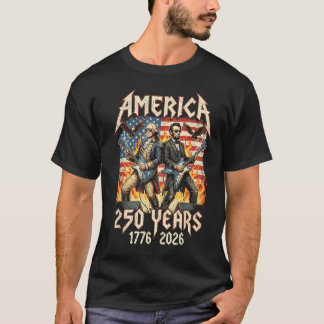 T-shirt George Washington Abe Lincoln Jouant de la Guitare