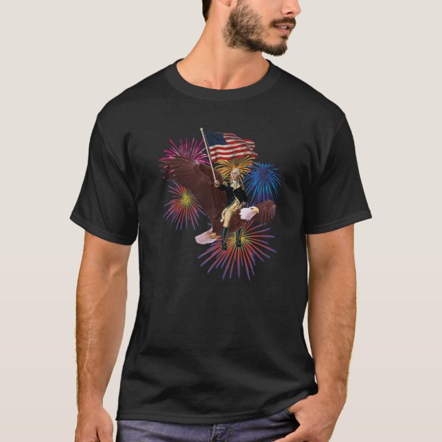 T-shirt George Washington chevauchant un aigle avec un dra (Devant)