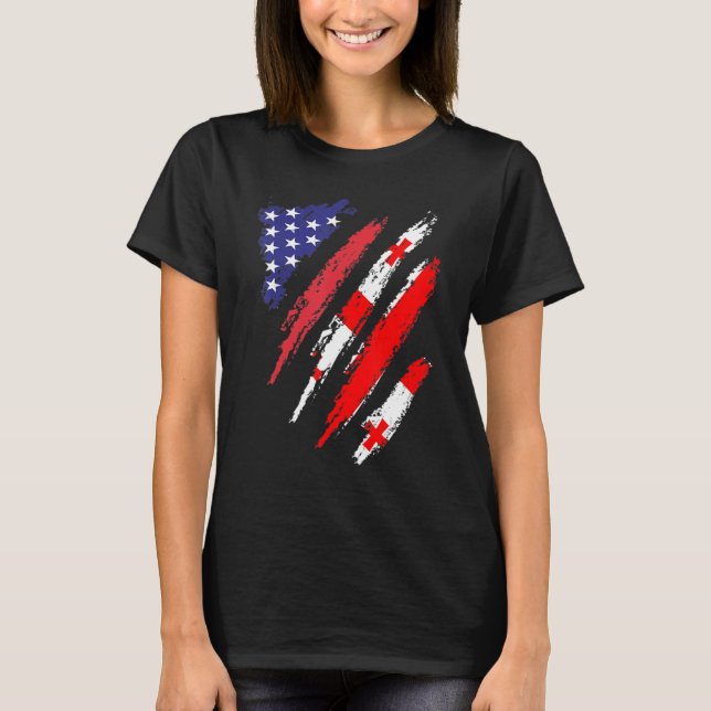 T-shirt Géorgie American Grosse Drapeau USA Patriot Herita (Devant)