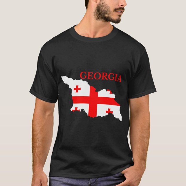 T-shirt Géorgie Pays T-ShirtGéorgie Pays Drapeau Carte (Devant)