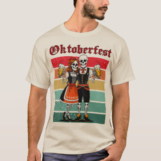 T-shirt German Beer Festival Skeleton Couple Halloween 