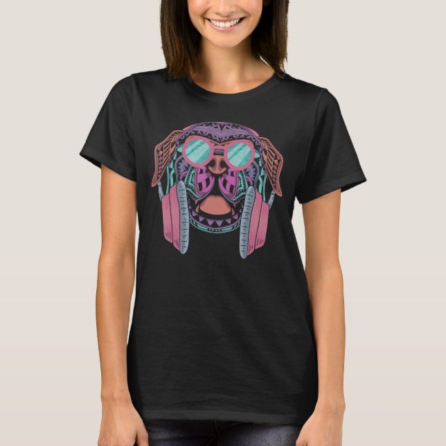T-shirt German Boxer Retro DJ Dog Boyfriend Owner (Devant)